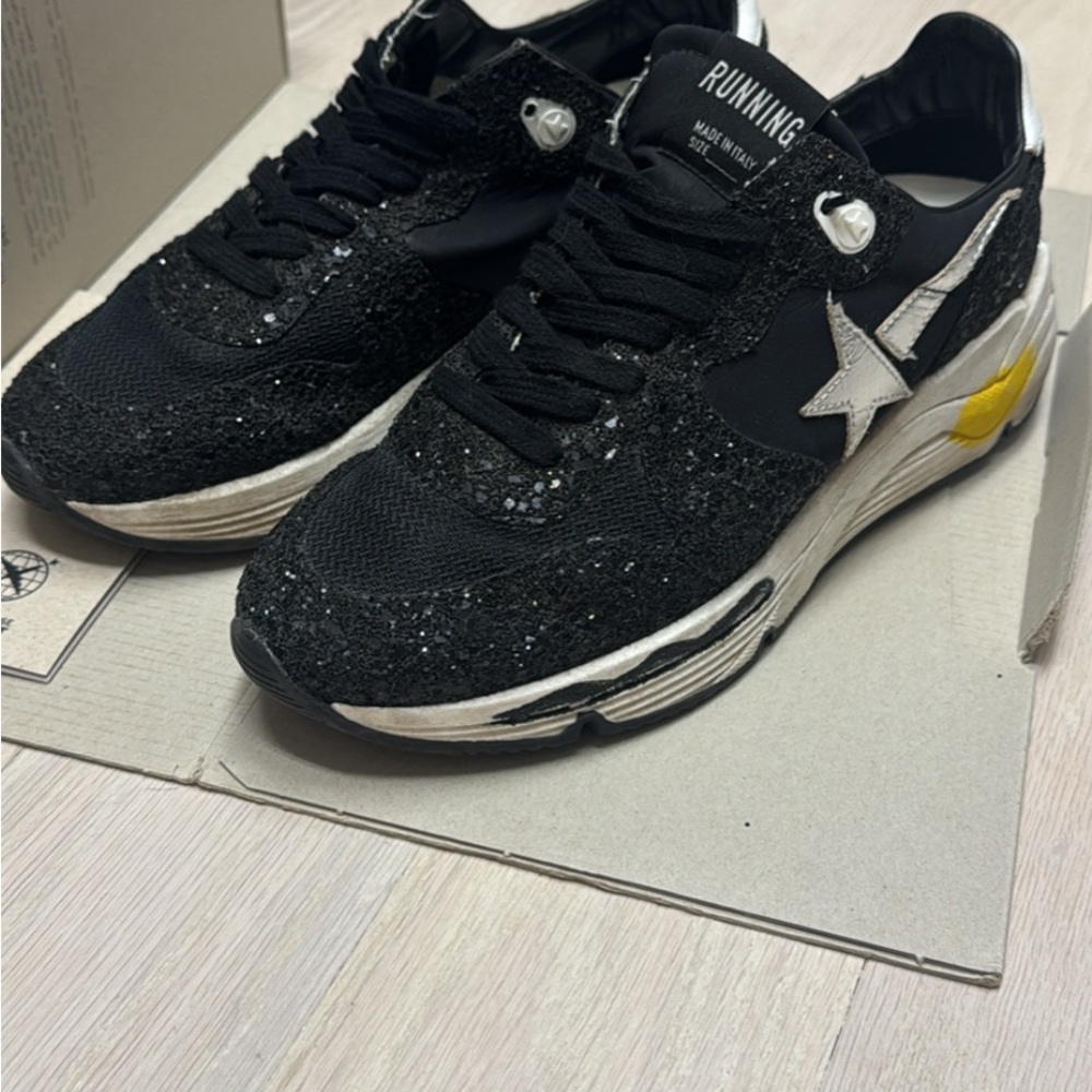 Golden goose running sole glitter and laminated star size 38